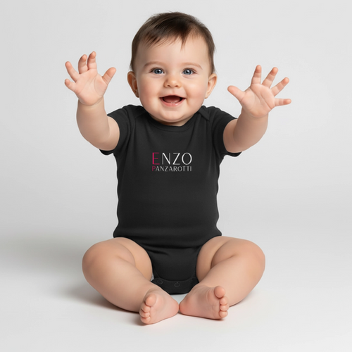 Baby Bio-Kurzarm-Body Enzo Panzarotti Simple Black - Schwarz